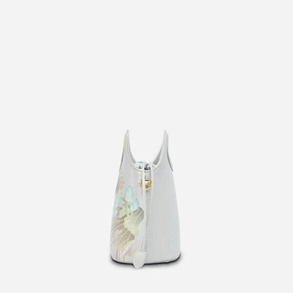 02_プリント_ジャカード_ロータス_グレー_巾着_バケットバッグ_LD120670 02_Printed_Jacquard_Lotus_Gray_Drawstring_Bucket_Bag_LD120670