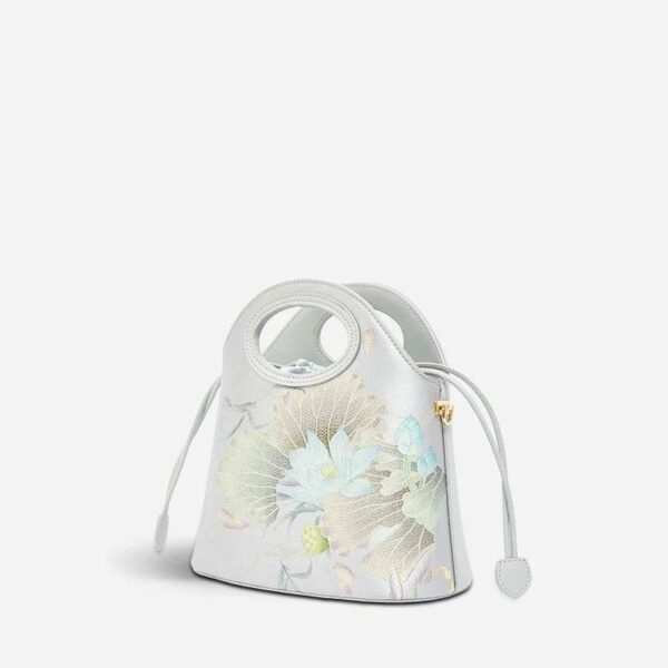 05_プリント_ジャカード_ロータス_グレー_巾着_バケットバッグ_LD120670 05_Printed_Jacquard_Lotus_Gray_Drawstring_Bucket_Bag_LD120670