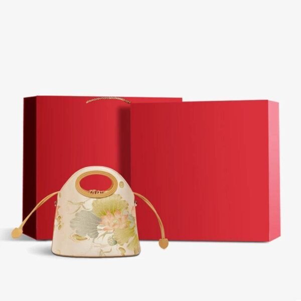 07_プリント_ジャカード_ロータス_カーキ_巾着_バケットバッグ_LD120670 07_Printed_Jacquard_Lotus_Khaki_Drawstring_Bucket_Bag_LD120670