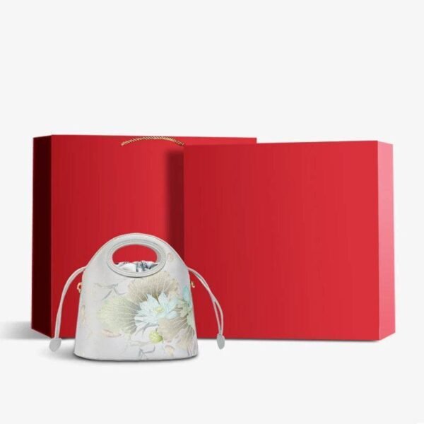 08_プリント_ジャカード_ロータス_グレー_巾着_バケットバッグ_LD120670 08_Printed_Jacquard_Lotus_Gray_Drawstring_Bucket_Bag_LD120670