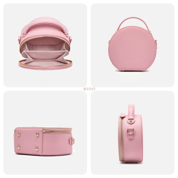 1_ソング_ブロケード_ピンク_レトロ_ラウンド_バッグ_ゴールデン_ロータス_ラッキー_ラビット_パターン_P12065502LP-1 1_Song_Brocade_Pink_Retro_Round_Bag_Golden_Lotus_Lucky_Rabbit_Pattern_P12065502LP-1