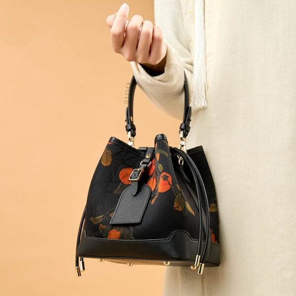 1_Xiangyunsha_Silk_Leather_Printed_Persimmon_Bucket_Bag_YS220680 1_Xiangyunsha_Silk_Leather_Printed_Persimmon_Bucket_Bag_YS220680