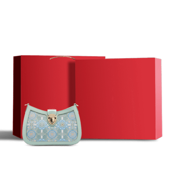 4_歌_ブロケード_レザー_グリーン_ショルダーバッグ_バダユン_パターン_FJ270038-2 4_Song_Brocade_Leather_Green_Shoulder_Bag_Badayun_Pattern_FJ270038-2