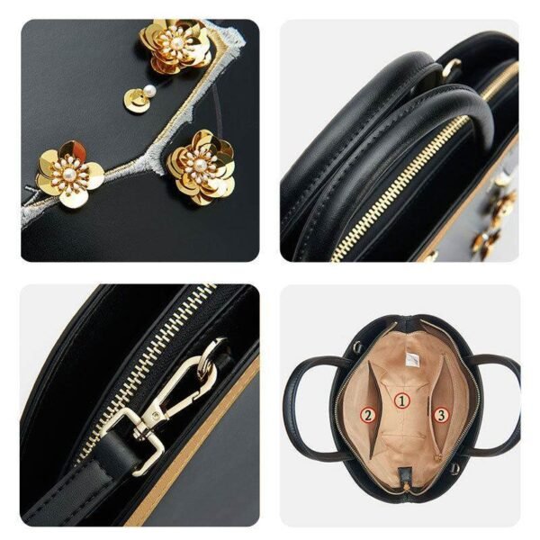 刺繍_レザー_ブラック_バスケット_ハンドバッグ_3D_ピーチ_ブロッサム_-_中文2470392 Embroidery_Leather_Black_Basket_Handbag_3D_Peach_Blossom_-_SinoCultural-2470392