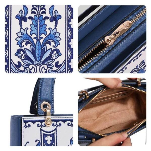 刺繍_レザー_中国風_ハンドバッグ_青磁_エレガント_中文2471845 Embroidery_Leather_Chinese_Style_Handbag_Celadon_Elegance_-_SinoCultural-2471845