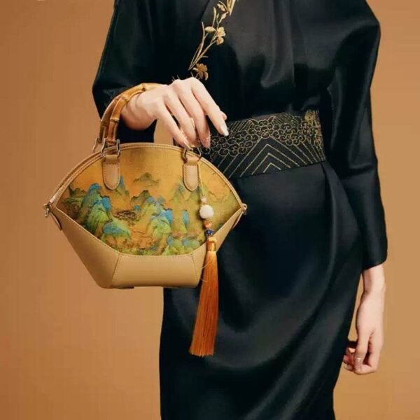 O1_中国_絵画_祥雲社_シルク_トートバッグ_デザイナー_ハンドバッグ O1_Chinese_Painting_Xiangyunsha_Silk_Tote_Bag_Designer_Handbag