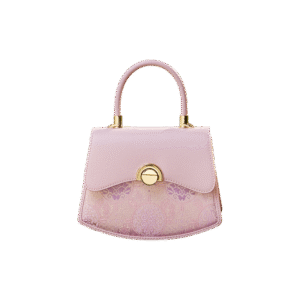 Brocade Mulberry Silk Bag  Powder Pink Floral Designer Handbag