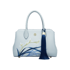 Embroidery Leather Crossbody Tote Bag Blue Orchid Handbag