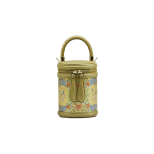 Song Brocade Leather Bucket Cylinder Bag