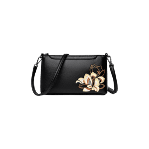 Embroidery Leather Shoulder Clutch Wallet Orchid