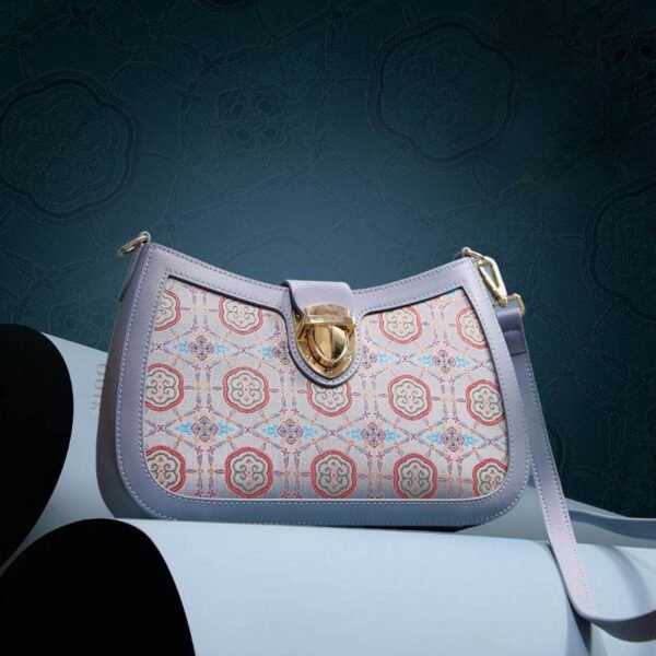 宋_ブロケード_レザー_ブルー_ショルダーバッグ_如意柄_FJ270038-1_2 Song_Brocade_Leather_Blue_Shoulder_Bag_Ruyi_Pattern_FJ270038-1_2