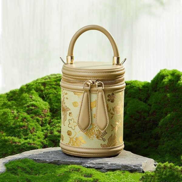 歌_ブロケード_レザー_バケット_シリンダー_バッグ_-_中文-2483326 Song_Brocade_Leather_Bucket_Cylinder_Bag_-_SinoCultural-2483326