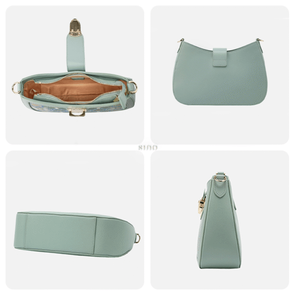 バッグ_グリーン_ショルダーバッグ_バダユン柄_FJ270038-2_9 Song_Brocade_Leather_Green_Shoulder_Bag_Badayun_Pattern_FJ270038-2_9