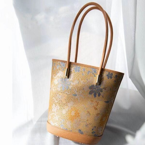 歌_ブロケード_桑_シルク_トート_バケツバッグ_-_中文-2483535 Song_Brocade_Mulberry_Silk_Tote_Bucket_Bag_-_SinoCultural-2483535