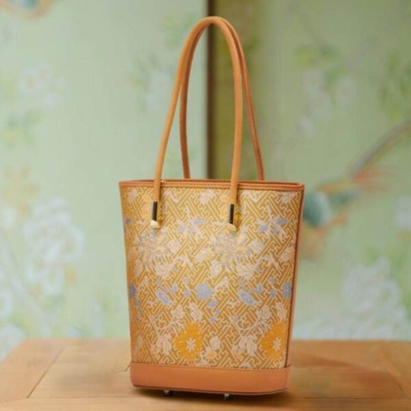 歌_ブロケード_桑_シルク_トート_バケツバッグ_-_中文-2483536 Song_Brocade_Mulberry_Silk_Tote_Bucket_Bag_-_SinoCultural-2483536