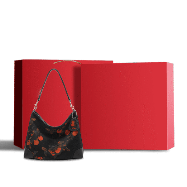 襄雲社_シルク_レザー_プリント_柿_ショルダーバッグ_YS220679_5 Xiangyunsha_Silk_Leather_Printed_Persimmon_Shoulder_Bag_YS220679_5
