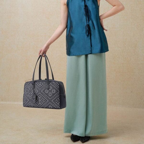 Zhuang-Brocade-Embroidered-Handbag-Model-Front-View Zhuang-Brocade-Embroidered-Handbag-Model-Front-View