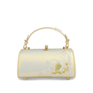 Embroidery Leather White Shoulder Bag Lotus Elegant Handbag