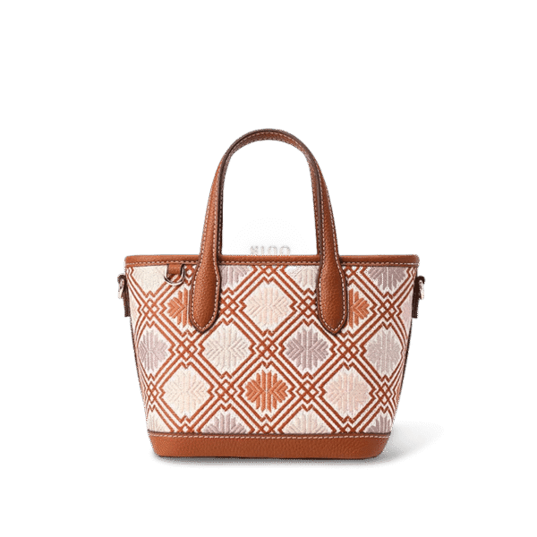 高級荘錦エンブロイダリーレザージッパークロスボディバッグ正面図 luxury-zhuang-brocade-embroidered-leather-zipper-crossbody-bag-front-view