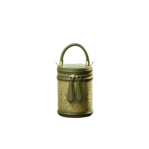 Song Brocade Leather Bucket Cylinder Bag