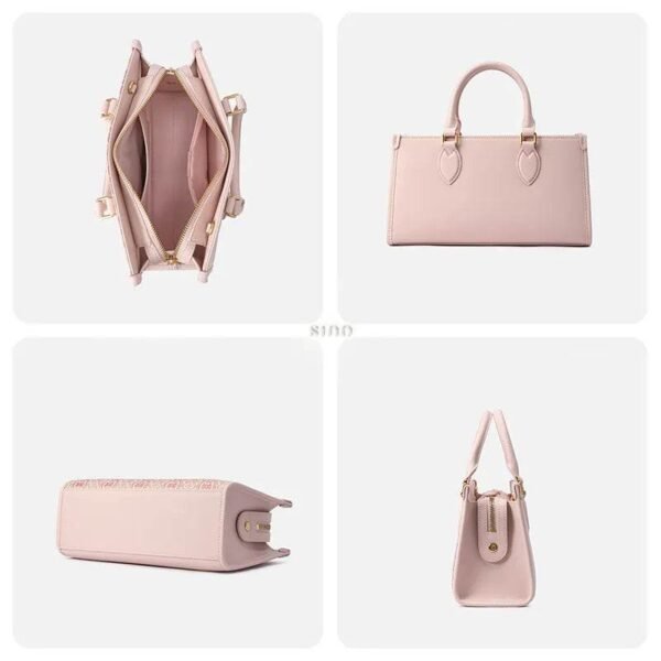 song-brocade-leather-handbag-pink-gold-dingsheng-motif-detail-capacity-back-base-side song-brocade-leather-handbag-pink-gold-dingsheng-motif-detail-capacity-back-base-side