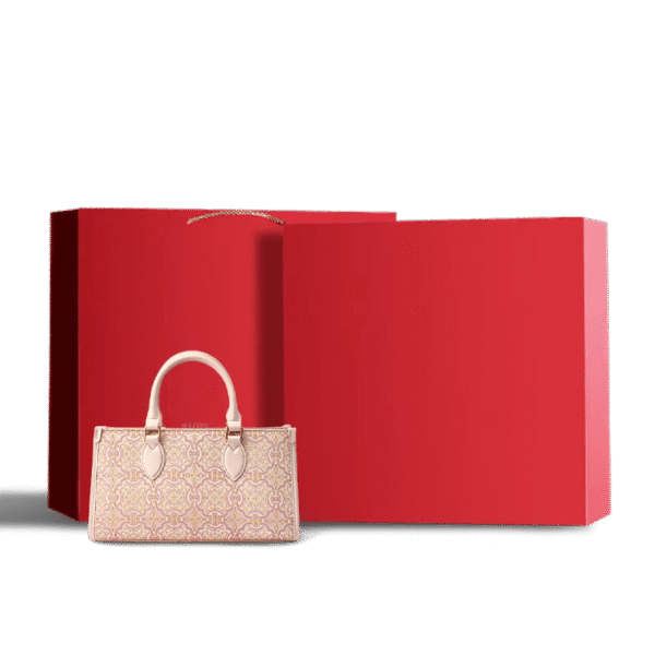 song-brocade-leather-handbag-pink-gold-dingsheng-motif-with-red-gift-box song-brocade-leather-handbag-pink-gold-dingsheng-motif-with-red-gift-box