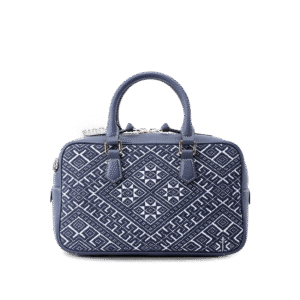 Zhuang Brocade  Flying Swallow Motif  Embroidered Leather Crossbody Bag